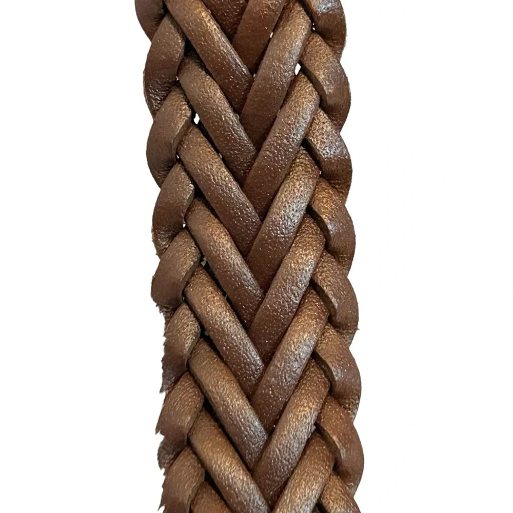 Men's Braided Woven Bonded Leather Brown Belt Size 38